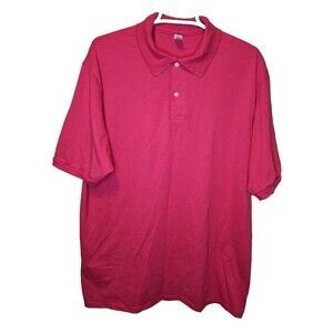 JERZEES Polo Shirt Mens Size L Large Pink SpotShield 50/50 Sport Cotton Poly